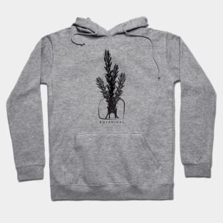 Botanical Herb Plant Lady Rosemary Vintage Black Hoodie